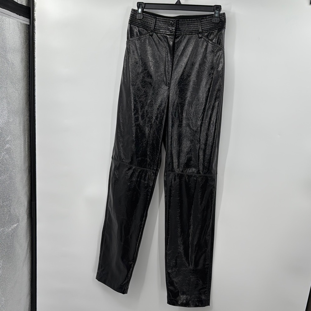 Aritzia WILFRED The Melina Black Super High Rise Faux Leather Pants Size 6